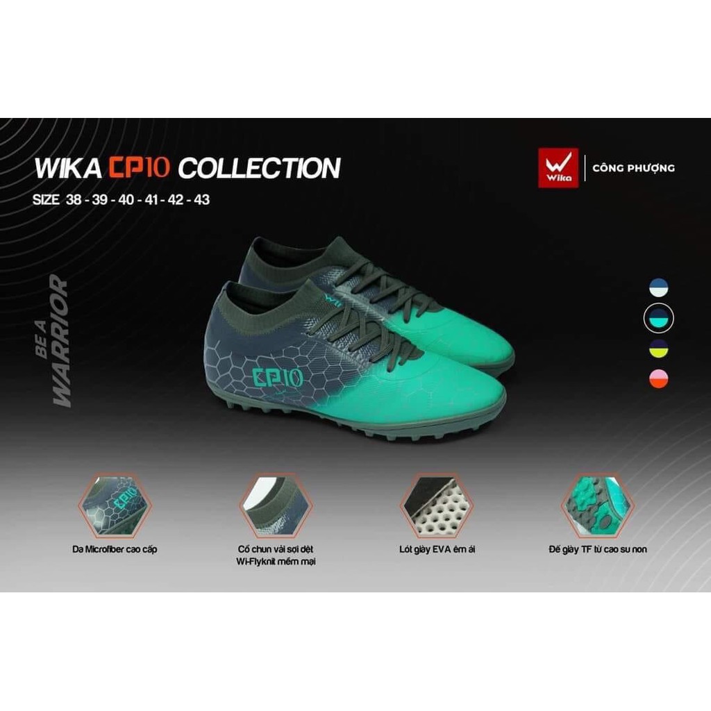 Giày Đá Bóng Wika CP10 Chính Hãng, Giày Đá Banh Sân Cỏ Nhân Tạo Công Phượng Tặng Tất Chống Trượt Cao Cấp