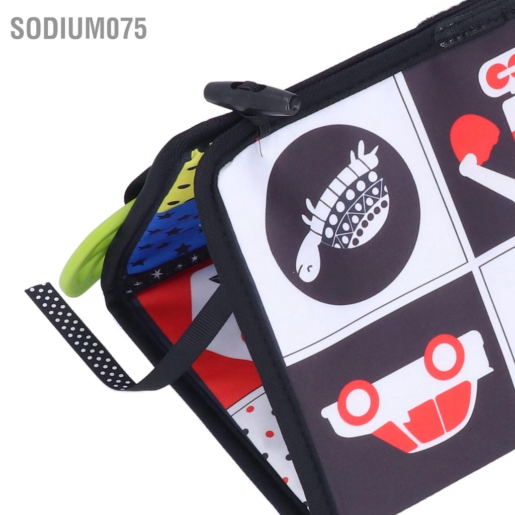 Sodium075 Sách vải mềm dành cho bé có độ tương phản cao với Gương thời gian nằm sấp trẻ sơ sinh chập chững biết đi