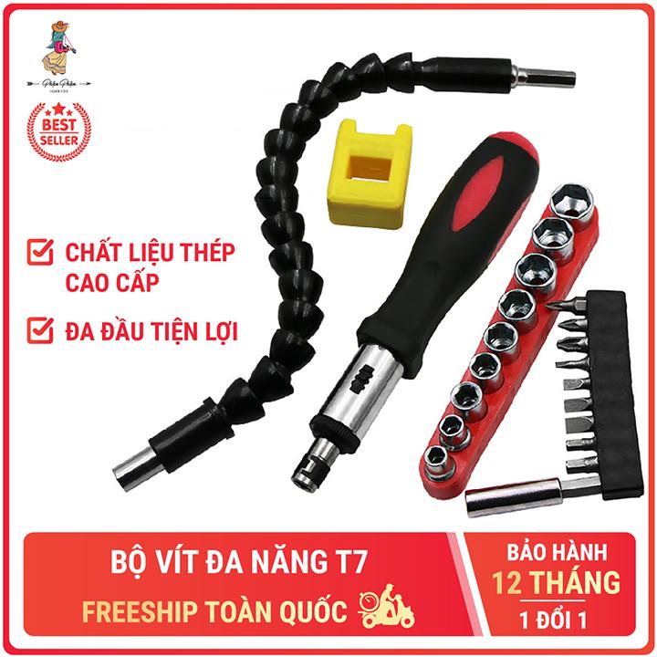 Bộ dụng cụ sửa chữa tua vít đa năng tuốc vít vặn T7 trục mềm linh hoạt hợp kim cao cấp có nam châm hút BELLA925
