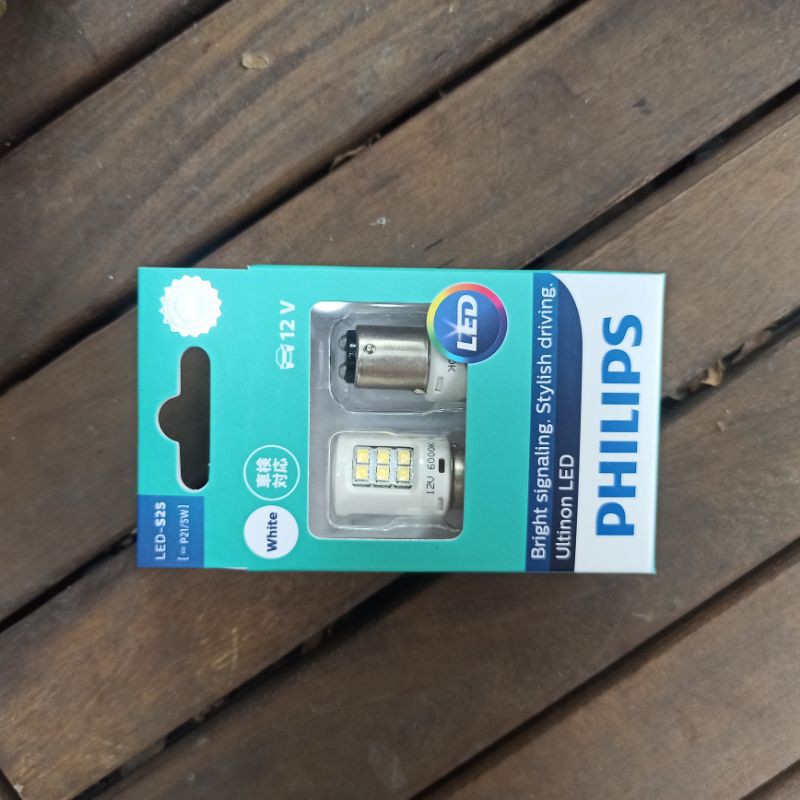 Bóng đèn hậu, đèn lái cho xe máy và oto màu trắng Philips S25 P21/5