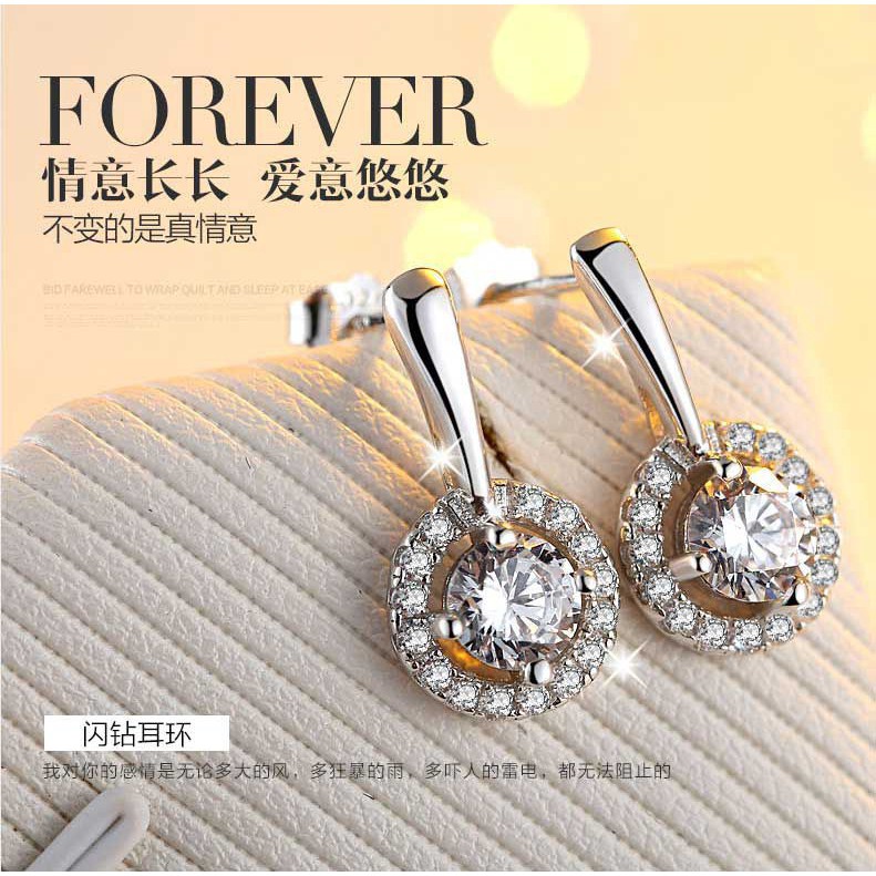 Khuyên Tai Nữ Trang Dáng Dài Đính Đá Pha Lê Xinh Xắn