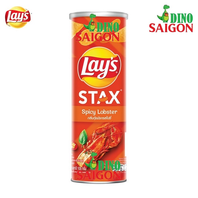 Combo 3 Hộp Bánh Snack Khoai Tây Lay's Stax Thái Lan 105g gồm 2 vị Tôm Hùm Nướng  và 1 vị Mực Sốt Cay