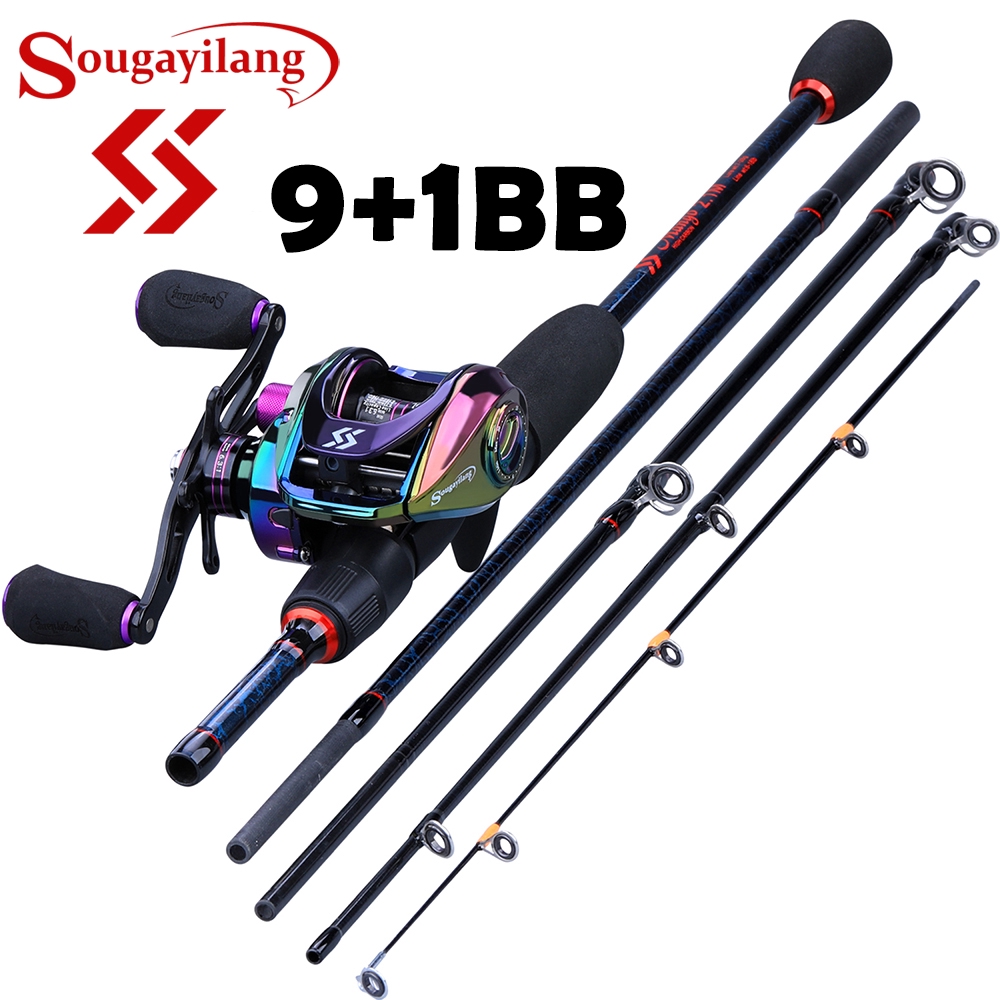 Bộ cần câu đúc sợi carbon 1.8m-2.4m mức M và máy câu cá tay trái / phải 9 + 1BB 6.3: 1 Sougayilang tốc độ cao
