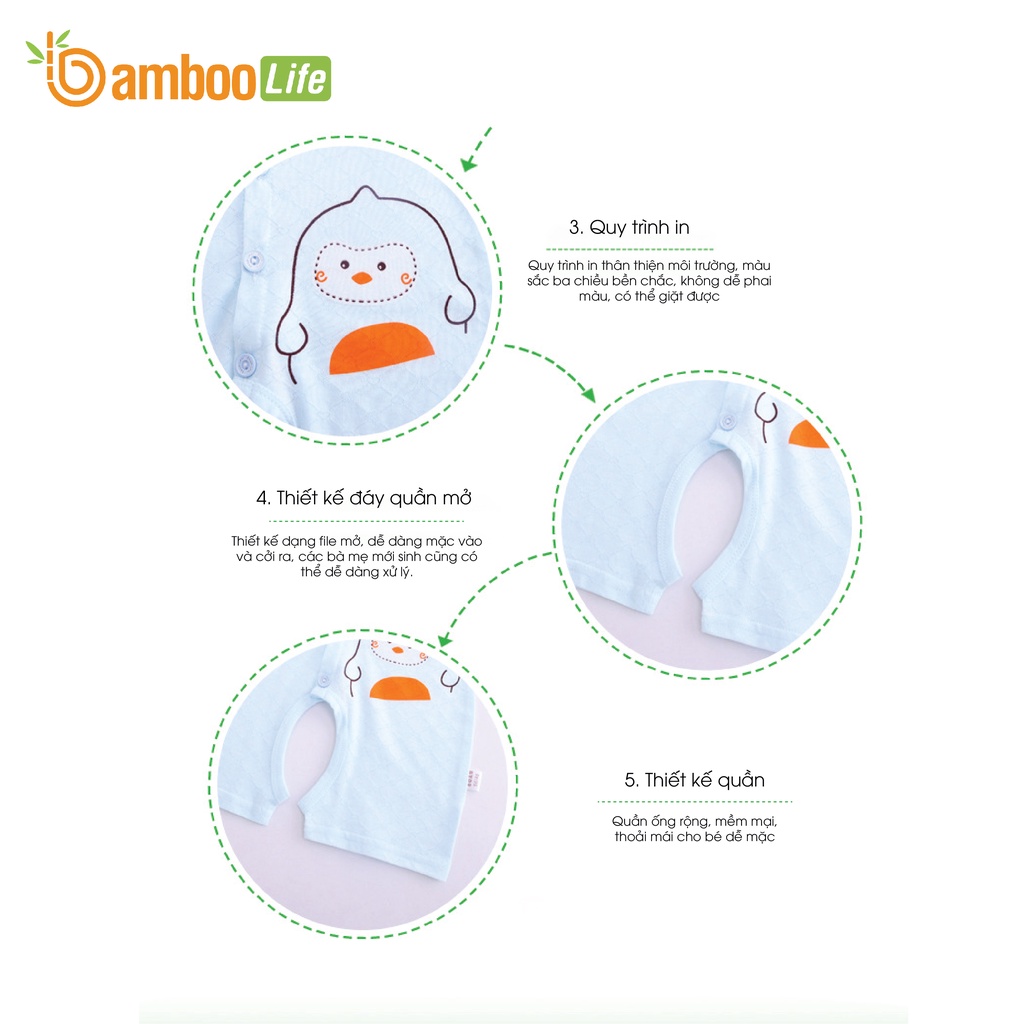 Bộ áo liền quần trẻ em sợi tre Bamboo Life BL109 bodysuit mềm mịn, kháng khuẩn, thấm hút an toàn cho da bé