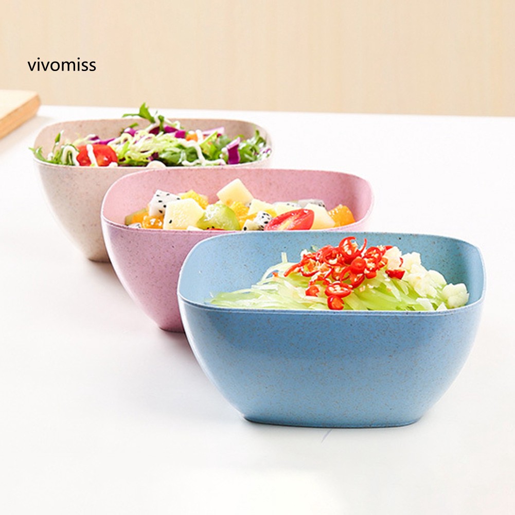 Bát đựng thức ăn vặt / sa lát hình vuông bằng chất liệu lúa mạch