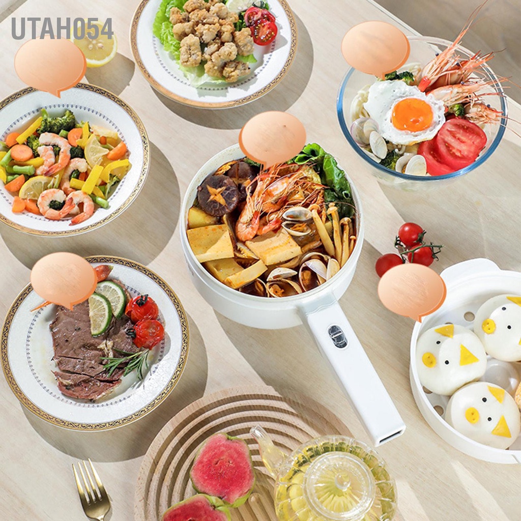 [Hàng HOT] Nồi lẩu điện Minh Đa Chức Năng chống dính Nắp Trong Suốt tay cầm dài Tiện Lợi Mini Thông【Utah054】