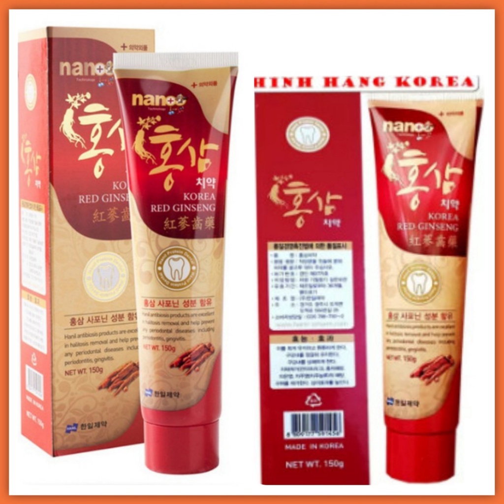 Kem đánh răng hồng sâm Nano Hàn Quốc 150 g