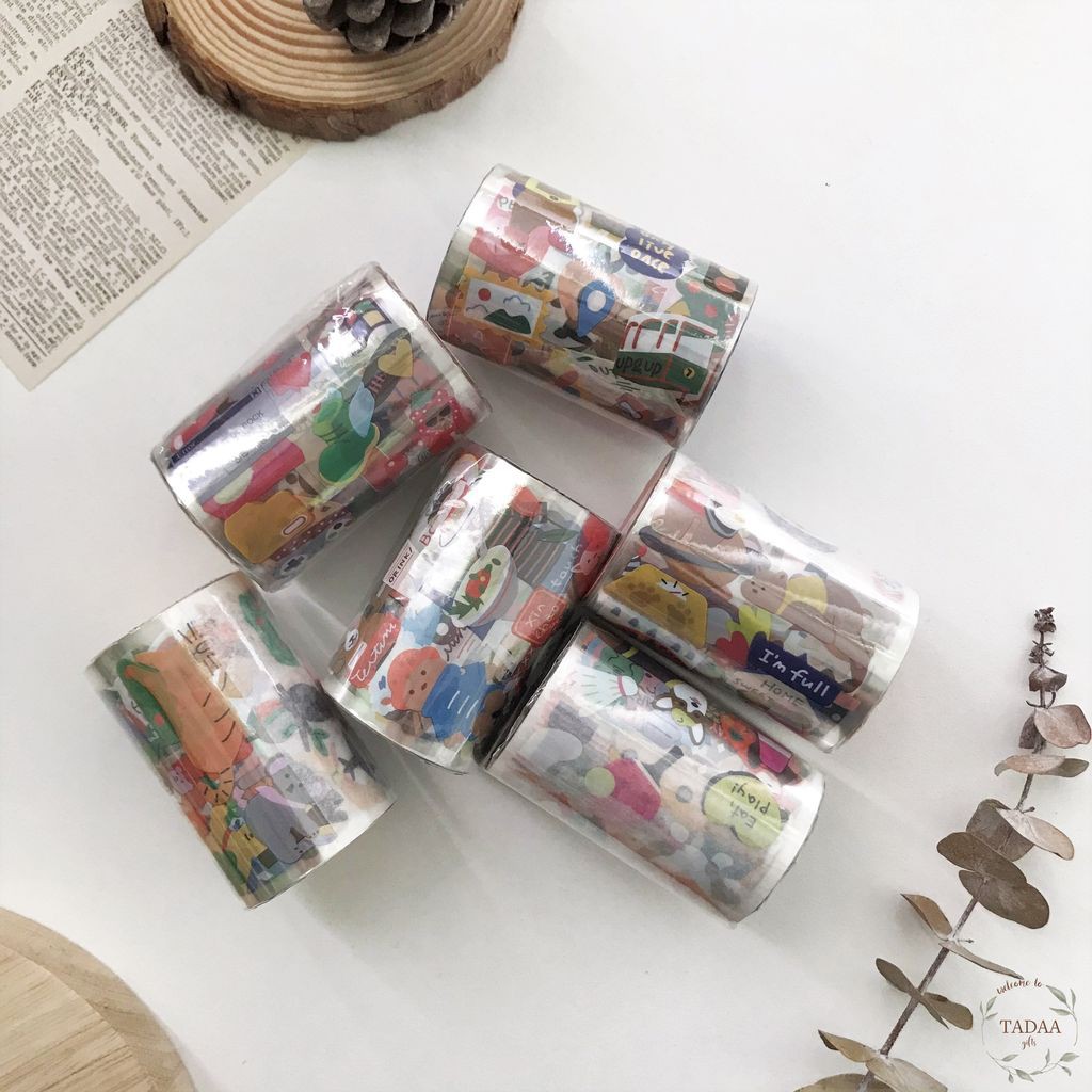 Washi tape gấu dễ thương nhiều màu sắc băng keo trang trí nhật ký họa tiết không thấm nước