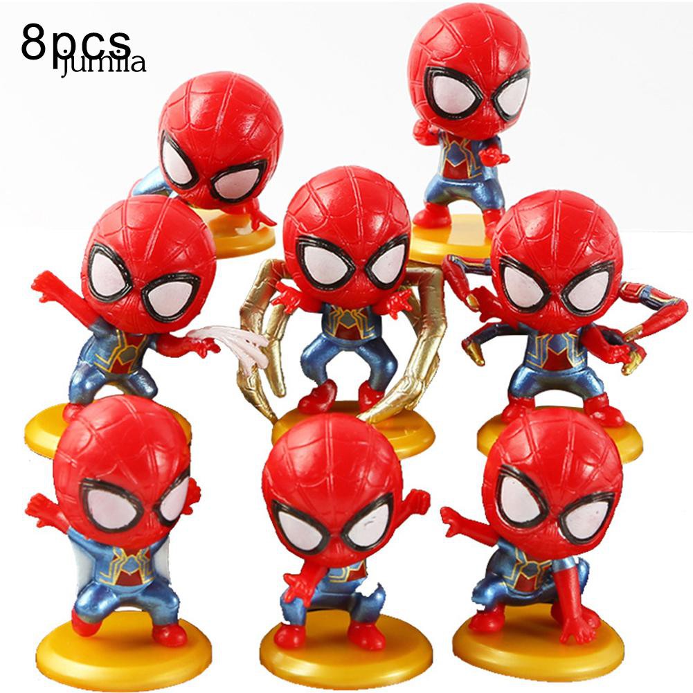 Bộ 8 mô hình đồ chơi Spider Man gắn đế trang trí dễ thương