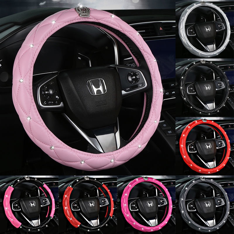 Vỏ Bọc Vô Lăng Xe Hơi 35-38cm Đính Kim Cương Chống Trượt Thấm Hút Mồ Hôi Thông Dụng