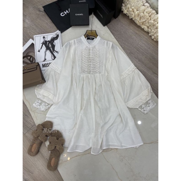 Váy đũi babydoll tay viền ren