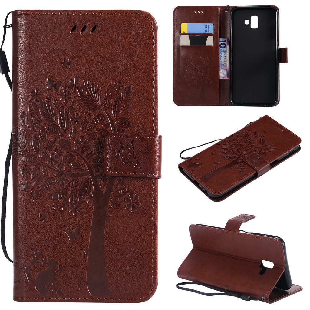 Bao da điện thoại in hoa văn nổi có ngăn đựng thẻ cho Samsung J6 2018/J6 Prime/J6 plus | BigBuy360 - bigbuy360.vn