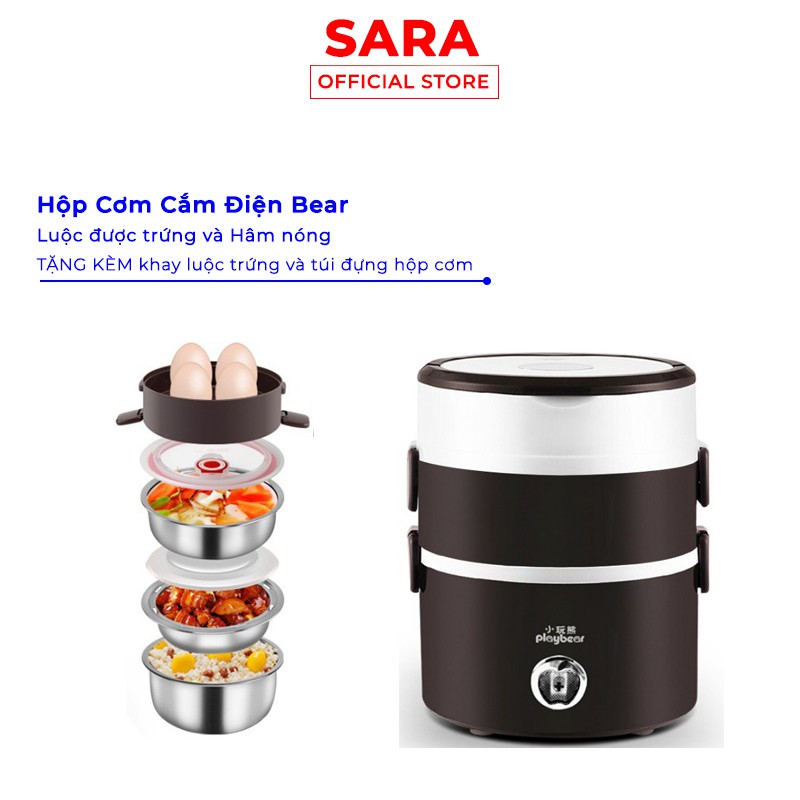 ⚡Bảo hành 1 đổi 1⚡Hộp cơm Văn phòng cắm điện inox 3 tầng | Hâm nóng | Cà mèn đựng cơm | Cặp lồng