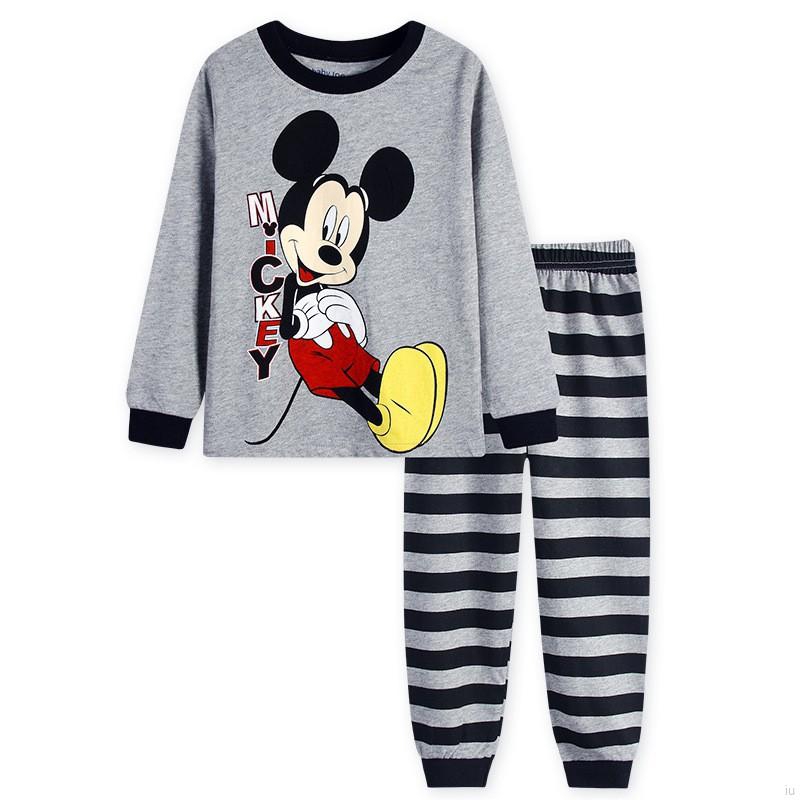 Bộ pijama dài tay in họa tiết hoạt hình + quần dài cho bé trai / gái