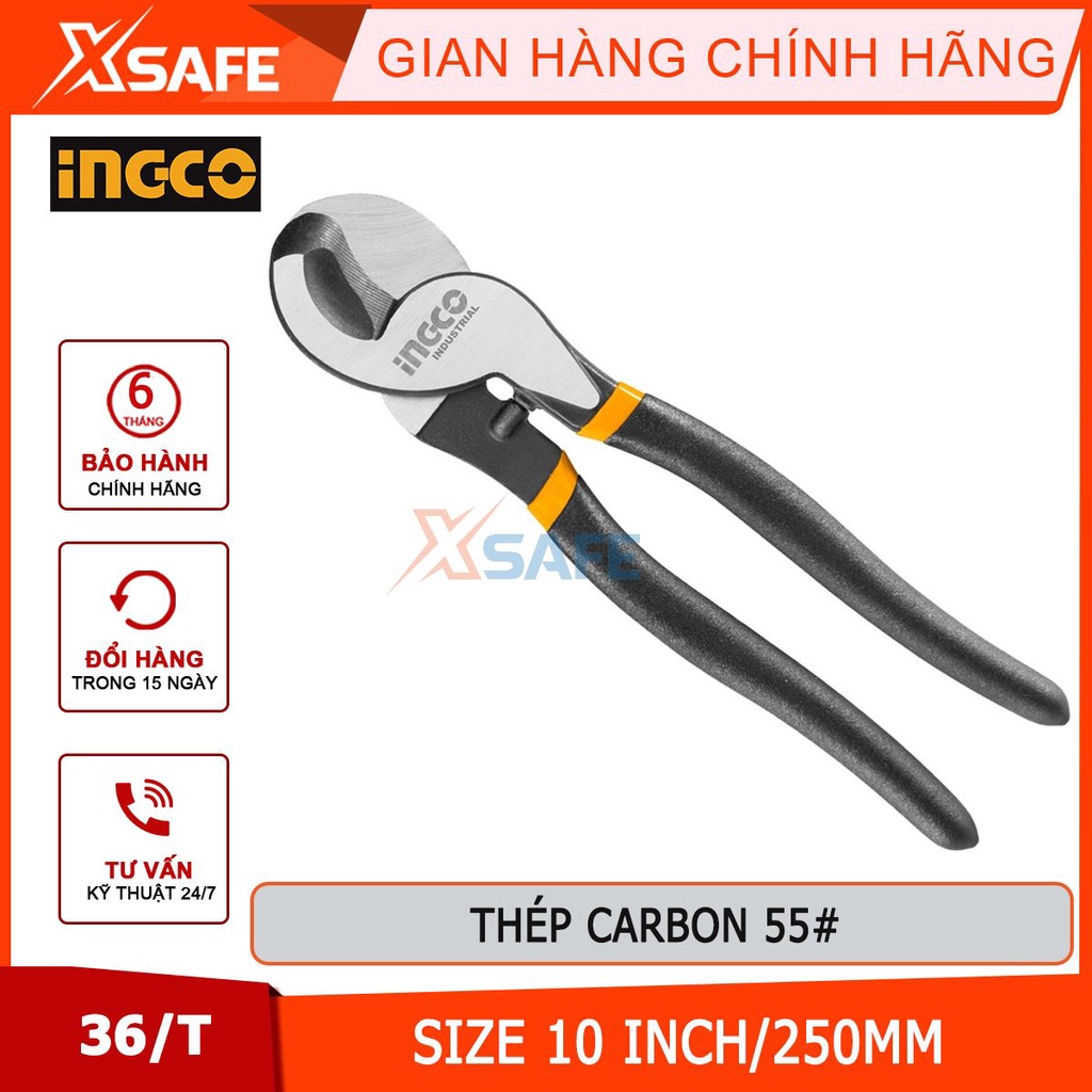 Kìm cắt cáp điện đầu lớn INGCO HHCCB0210 kềm 10 inch/250mm cắt cáp đồng, dây thép, dây kẽm...[CHÍNH HÃNG][XSAFE]