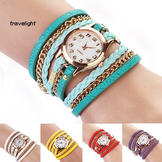 Đồng Hồ Đeo Tay Dây Da Bện Nhiều Lớp Phong Cách Vintage Thời Trang Cho Nữ