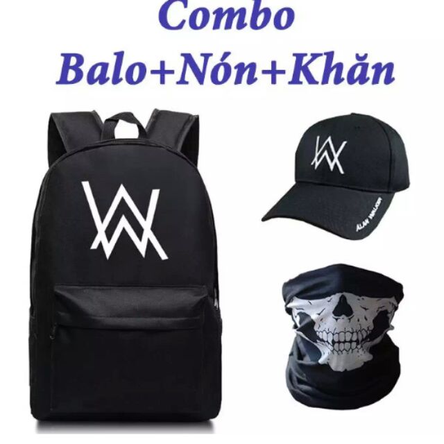 Combo alan walker Balo + nón + Khăn đi phượt (màu ngẫu nhiên)