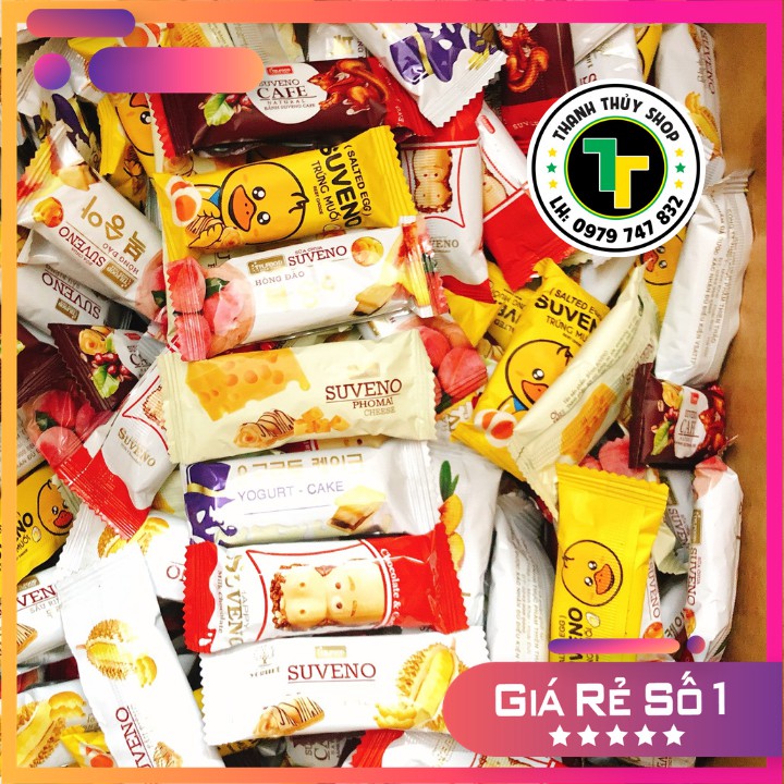 Bánh xốp Suveno Yogurt Cake mix 07 vị đầy đủ ngon mê mệt loại thùng 01 kg | BigBuy360 - bigbuy360.vn