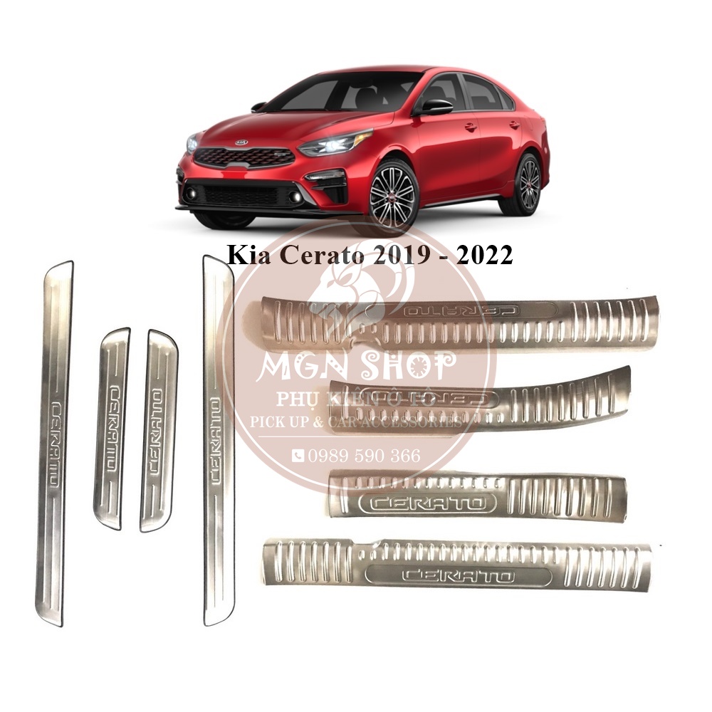 [Ốp bậc bước chân] [Kia Cerato 2019 - 2022] [bên trong - bên ngoài] inox