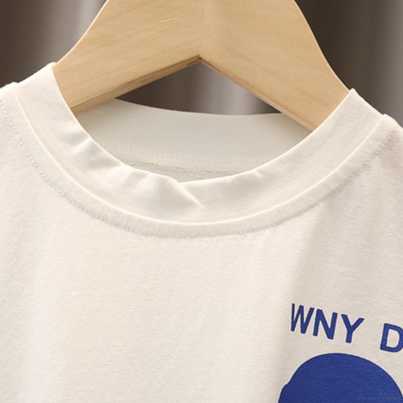 Set Áo Thun Tay Ngắn &amp; Quần Short Denim 2 Lớp Cho Bé Trai