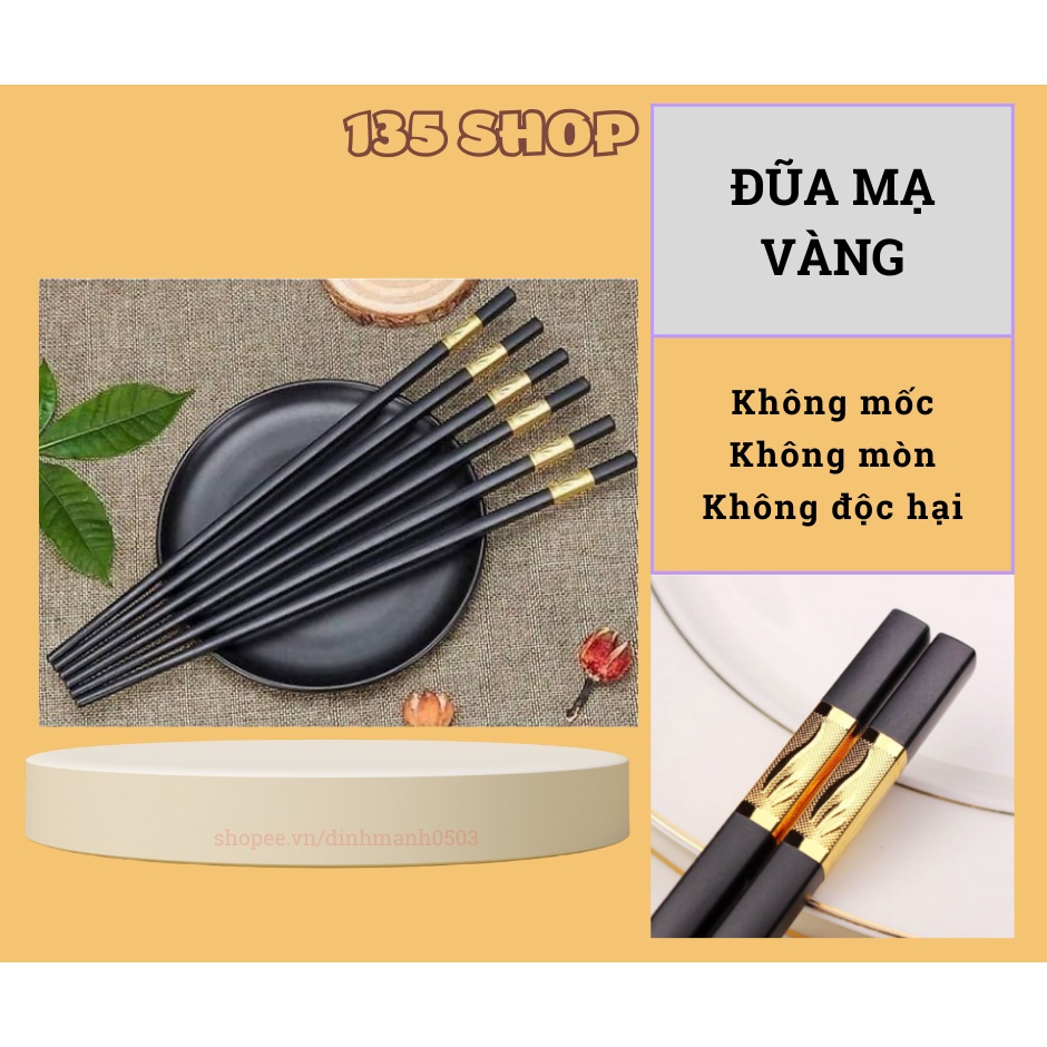 Bộ 10 Đôi Đũa Mạ Vàng Cao Cấp Siêu Đẹp, Siêu Bền