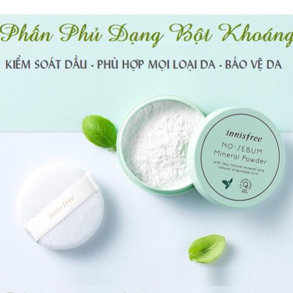 [Hàng AUTH] Phấn phủ- Phấn bột kiềm dầu dạng bột khoáng Innisfree No Sebum Mineral Powder 5g [Chính Hãng Hàn Quốc]