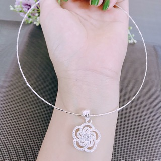 🔥🔥 Kiềng Mềm Kết Hợp Mặt Hoa Đính Đá Bạc Đẹp Không Phai