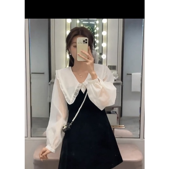 Váy phối tay voan