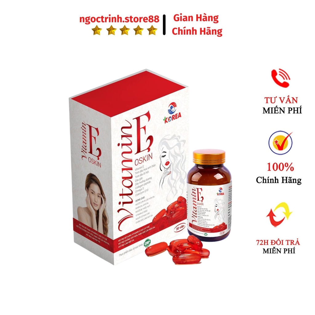 VITAMIN E OSKIN ĐỎ 1250MG / VIÊN, HỘP LỌ 30 VIÊN HÀNG CHÍNH HÃNG KOREA - NHẬT BẢN