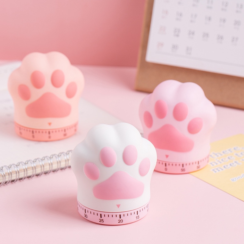 Đồng Hồ Hẹn Giờ 60 Phút Hình Dấu Chân Mèo Dễ Thương