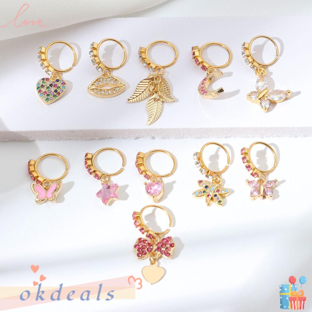 ღOKDEALSღ New Piercing Jewelry Butterfly Nose Rings|Color for Women Nose Piercing Jewelry Summer Jewelry Pendant Hoop Dagle Earrings Body Jewelry Body Piercing Jewelry Dangle Hoop Nose Ring