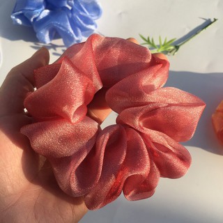 2 cái {Ảnh thật} cột tóc vải scrunchies von lụa ánh kim mềm xịn