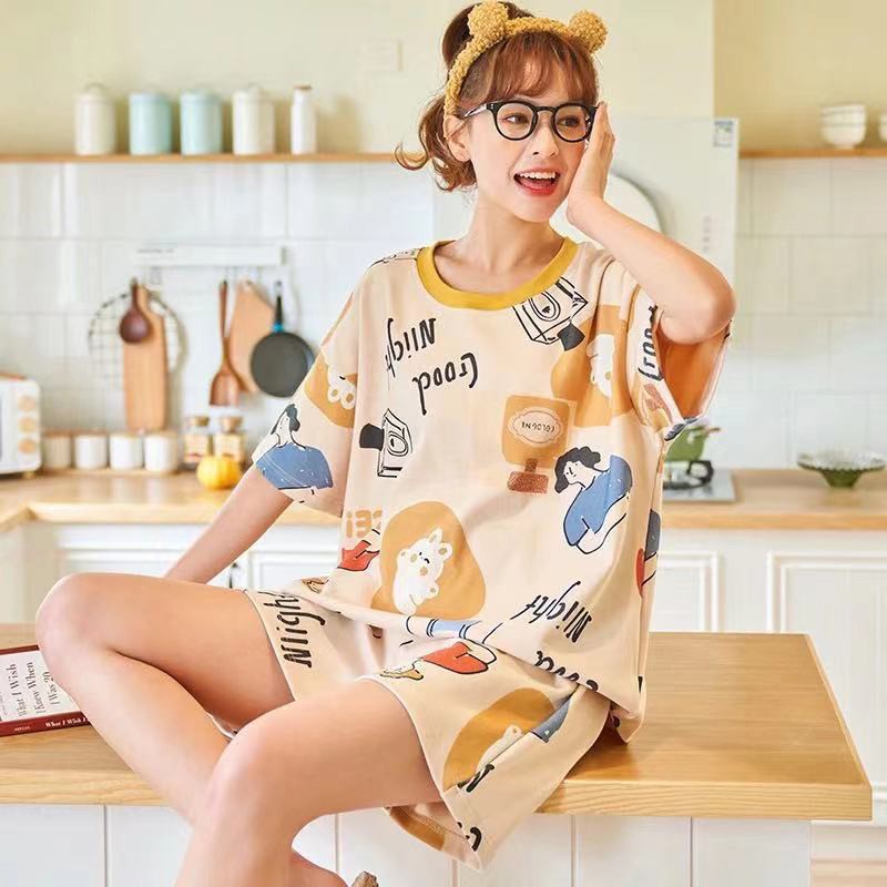 Bộ ngủ nữ pijama cộc tay chất thun cotton hoạt hình hot 2021 BN21 | BigBuy360 - bigbuy360.vn