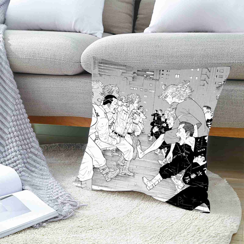 Vỏ bao gối in họa tiết hoạt hình Tokyo Revengers 45x45 độc đáo chất lượng cao