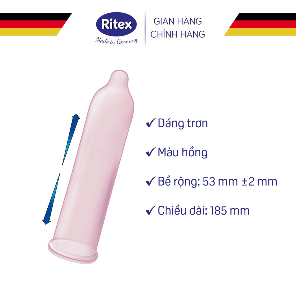 Bao cao su Ritex-Ideal siêu ẩm ướt mềm mịn, gấp đôi gel bôi trơn