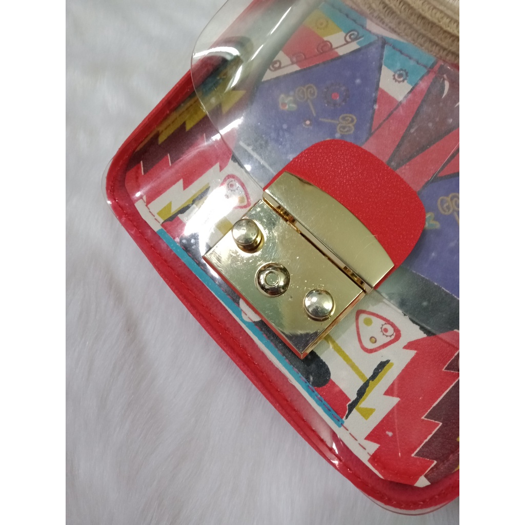 Xả kho cuối năm Túi FuRlLa nhựa trong dây thổ cẩm , ba lô