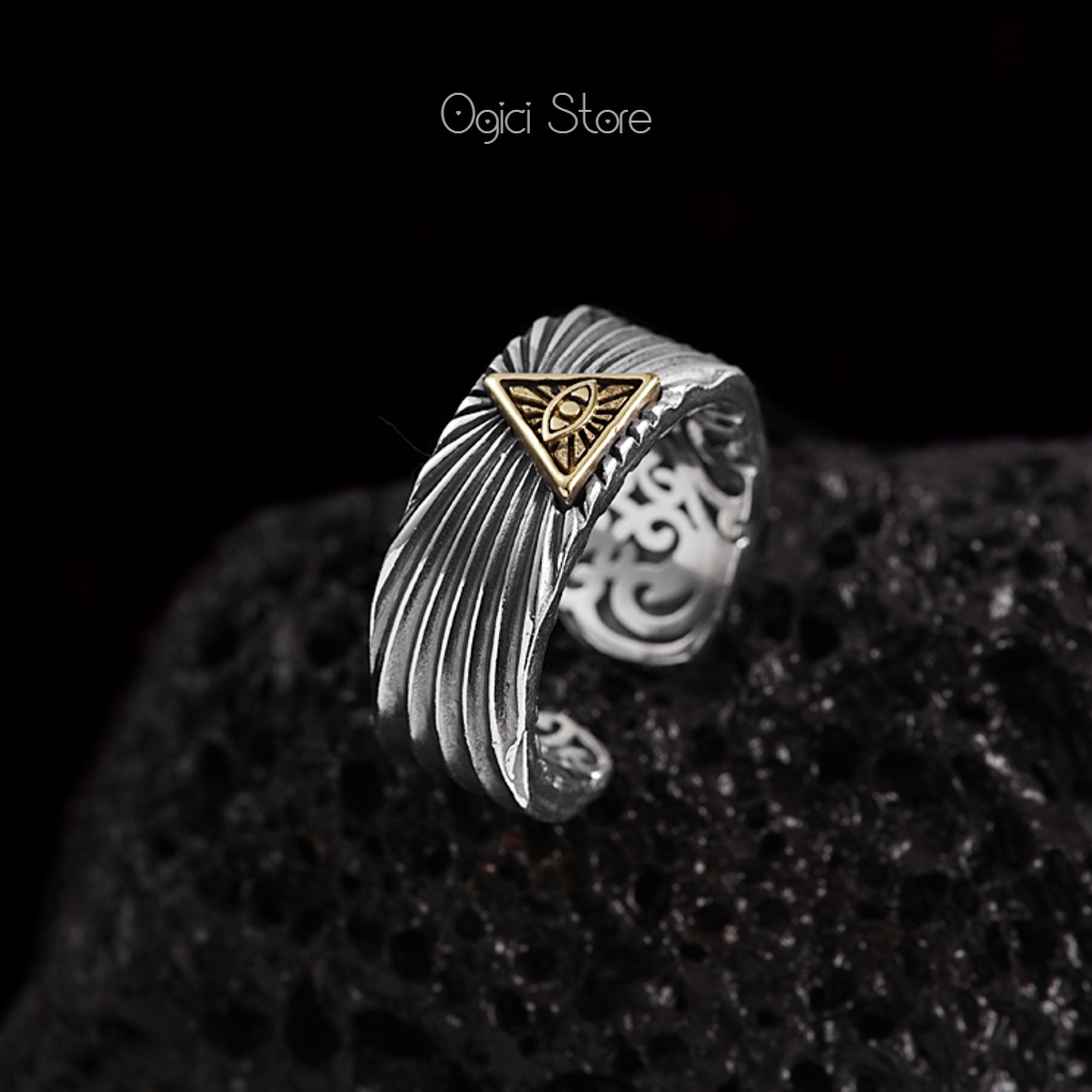 Nhẫn nam nữ thời trang, Nhẫn nam Eye of Horus vòng mở  xu hướng cổ điển thời thượng, Cá tính, Unisex
