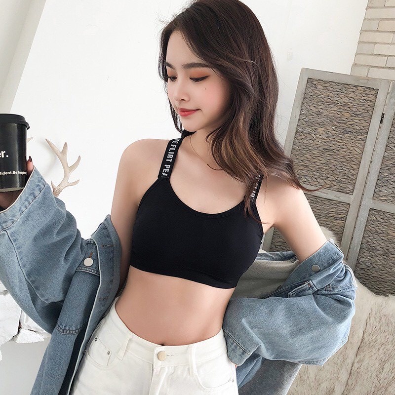 Áo bra thể thao dây chữ chất coton mềm đẹp,Áo Bra Tập Thể Thao Viền Chữ ,Áo tập gym yoga Dây Viền Chữ PEACE