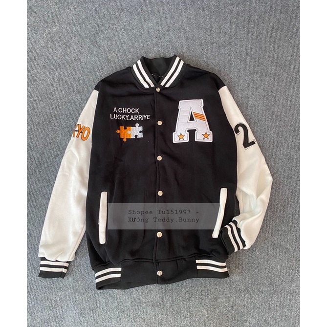 Áo VARSITY JACKET BOMBER NỈ CHỮ A - Áo khoác nỉ PE lót bông thích hợp mặc cả Nam và Nữ