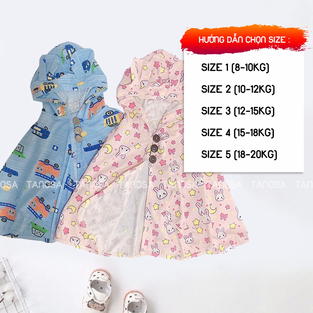 Áo choàng chống nắng cánh dơi cho bé chất liệu cotton cao cấp 4 chiều Tanosa