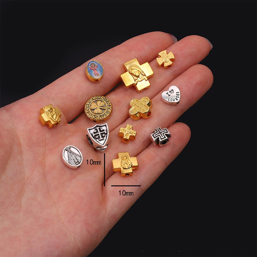 Set 20 hạt xâu chuỗi khắc họa tiết chữ thập chúa Jesus độc đáo