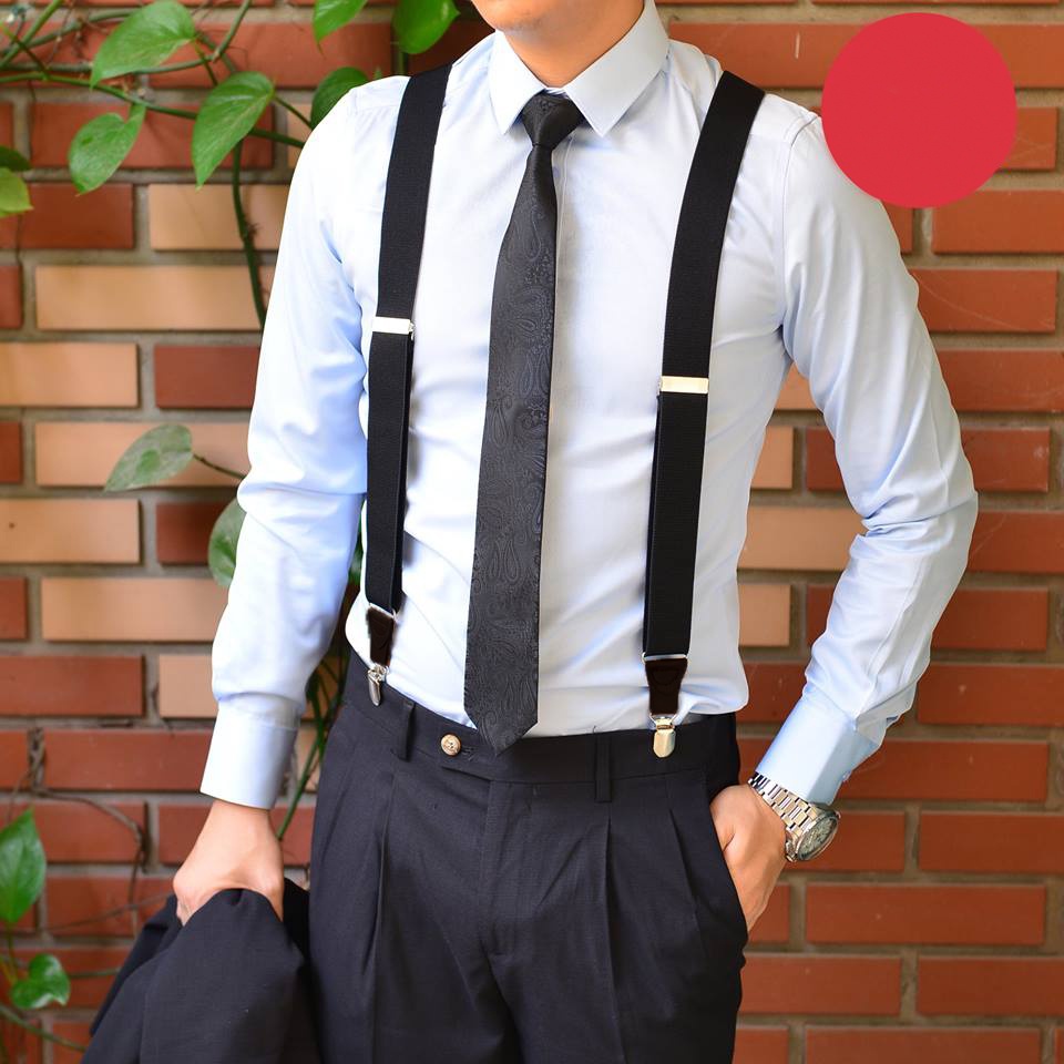 Đai Đeo Quần Nam Chữ Y 3.5cm, Dây yếm Quần Nam, Suspenders, xám đậm