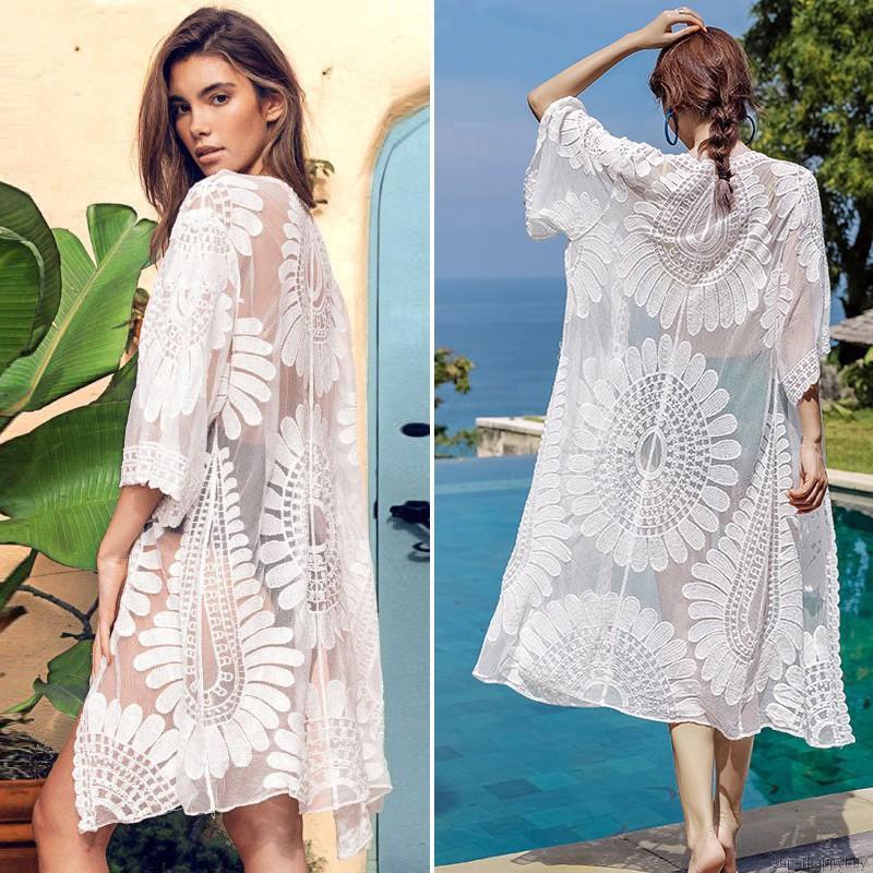 Áo khoác ren dài tay chống nắng khi đi biển | BigBuy360 - bigbuy360.vn