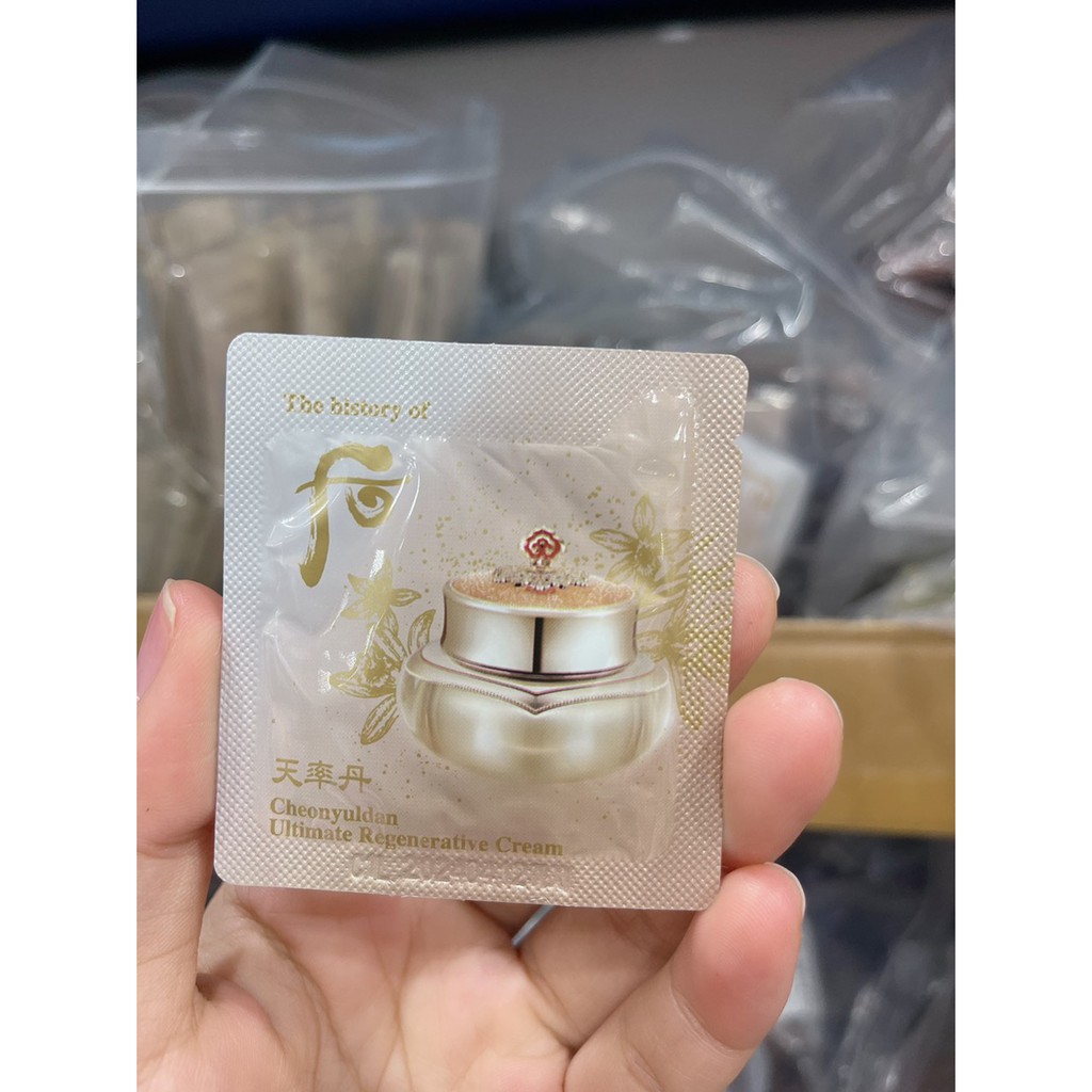 Gói kem dưỡng tái sinh cao cấp dưỡng sáng chống lão hóa Whoo Cheonyuldan Ultimate Regenerating Cream(1 gói 1ml) | BigBuy360 - bigbuy360.vn