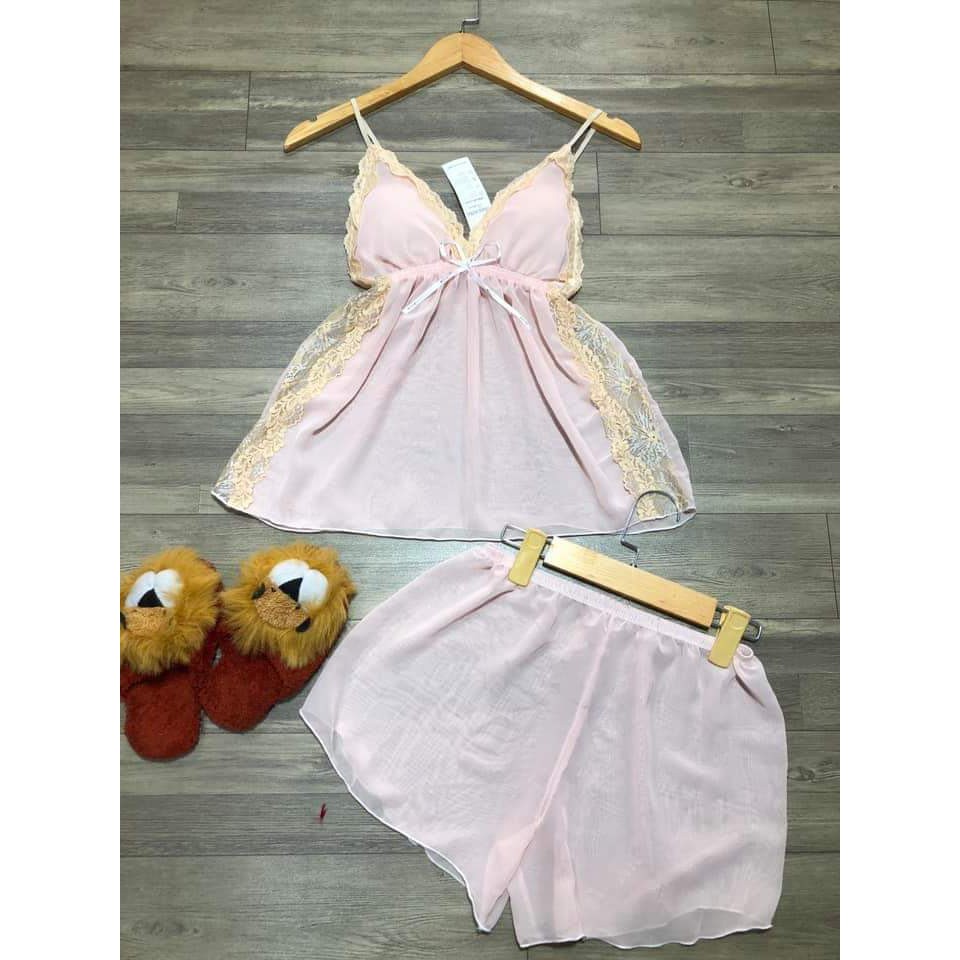 ĐỒ BỘ NGỦ VOAN SEXY CÓ MÚT NGỰC 54KG TRỞ XUỐNG TÙY CHIỀU CAO | BigBuy360 - bigbuy360.vn