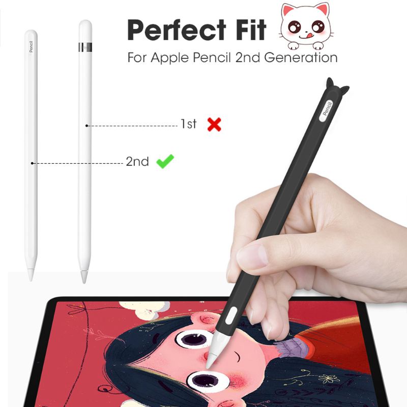 Vỏ Bảo Vệ Silicon Chống Lăn Hình Tai Mèo Dễ Thương Cho Bút Cảm Ứng Apple Pencil 2 Ipad Pro 2nd