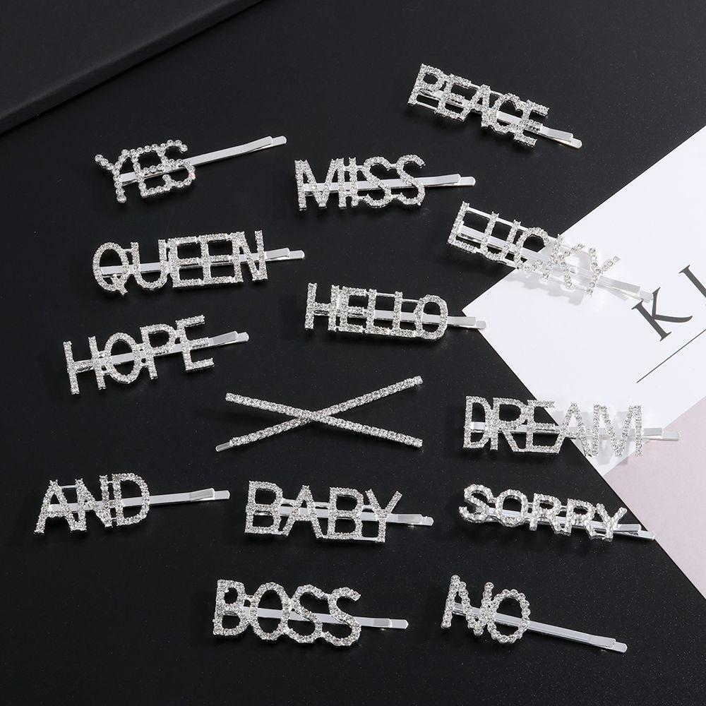 ESPO Trâm Cài Tóc Trang Trí Chữ Cái Đính Đá Lấp Lánh Cho Nữ