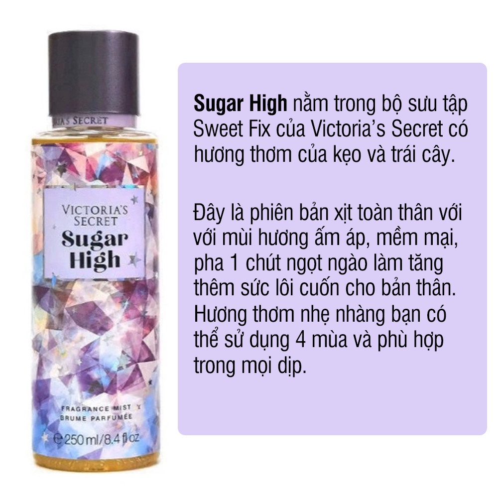 CÓ VIDEO TEST - Xịt thơm nhũ  toàn thân body mist victoria's secret 250ml lưu hương thơm lâu