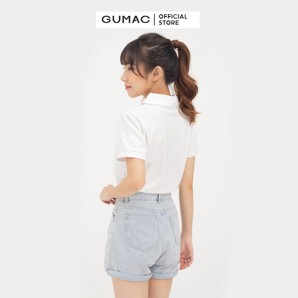Áo polo nữ thêu chữ GUMAC phong cách trẻ trung, năng động ATB814