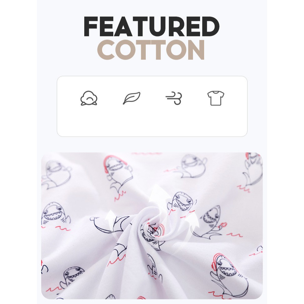 (NOWSHIP HCM) Áo thun bé trai LITTE MAVEN SHARK TRẮNG CUTE chất liệu COTTON mềm mại, thoải mái, an toàn cho da bé